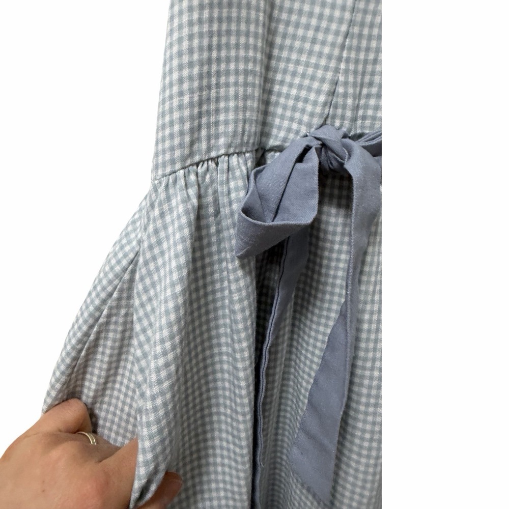 Bohme Elyse Gingham Milkmaid Drop Waist Bow Maxi Dress Size M Cottagecore Modest - Picture 9 of 11
